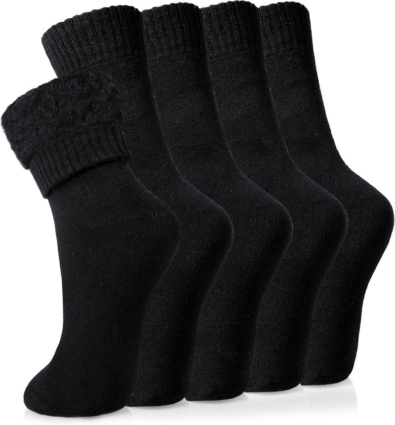 Velice Winter Warm Thermal Socks for Women Extra Thick Insulated Heated Crew Boot Socks for Cold Weather 5 Pairs - Image 1